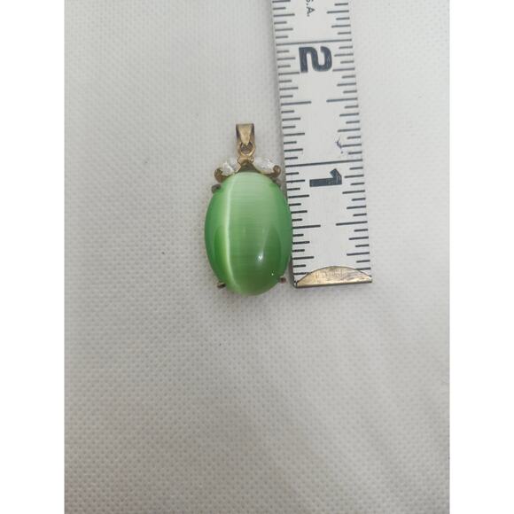 Large Green cat eye pendant 18k Gold Plated 30CT - Picture 1 of 5